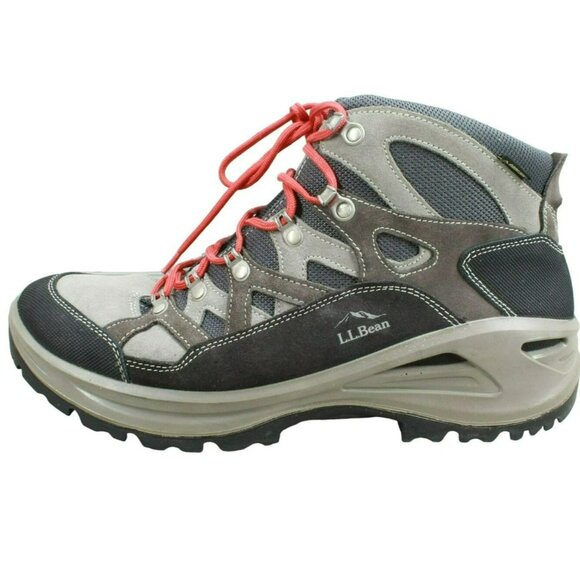 LL Bean Gray Leather Lace Up Gore-Tex Vibram Sole Hiking Boots Size 11.5 M - Picture 1 of 10